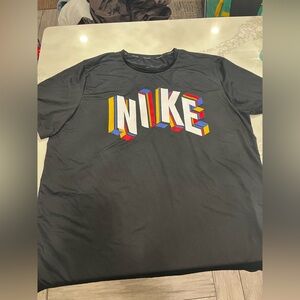 Nike Men's Black Tee with Multicolor Logo
